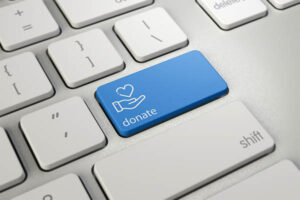 donate, love, button, High quality 3d render of a modern white keyboard with blue colored Donate button and copy space. Donate keyboard button has an icon and text on itself. Horizontal composition with selective focus. Great use for donation, chairity, crowdfunding related concepts.
